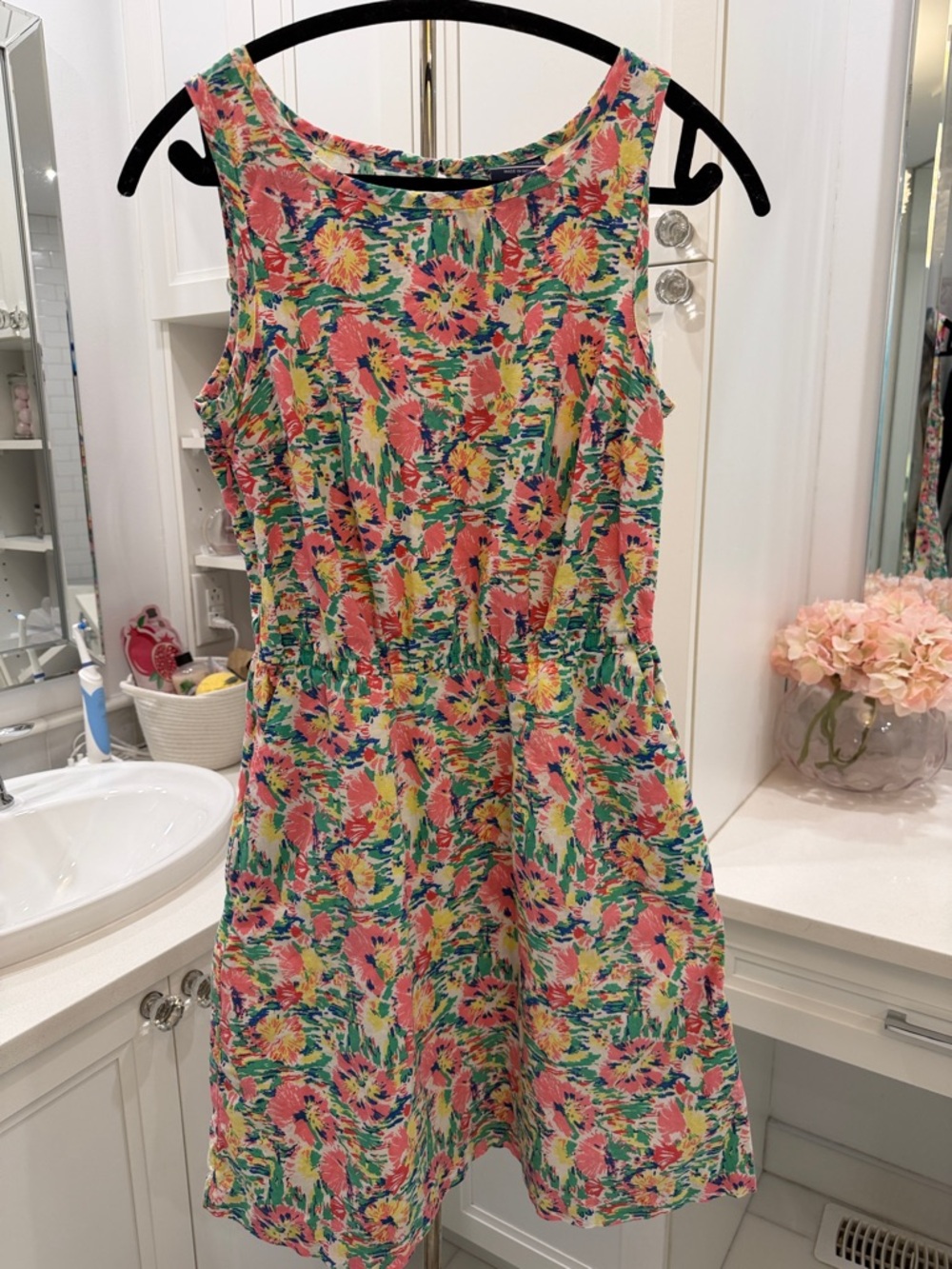 Columbia Floral Sleeveless Dress in Pink, Green & Yellow